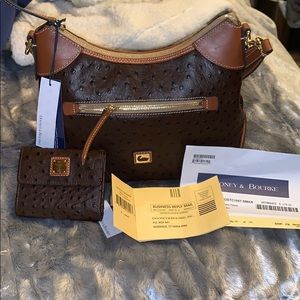 DOONEY AND BOURKE OSTRICH leather HOBO/wallet NWT